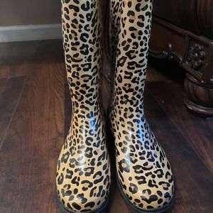 Leopard Cheetah Print Rain Boots Size L